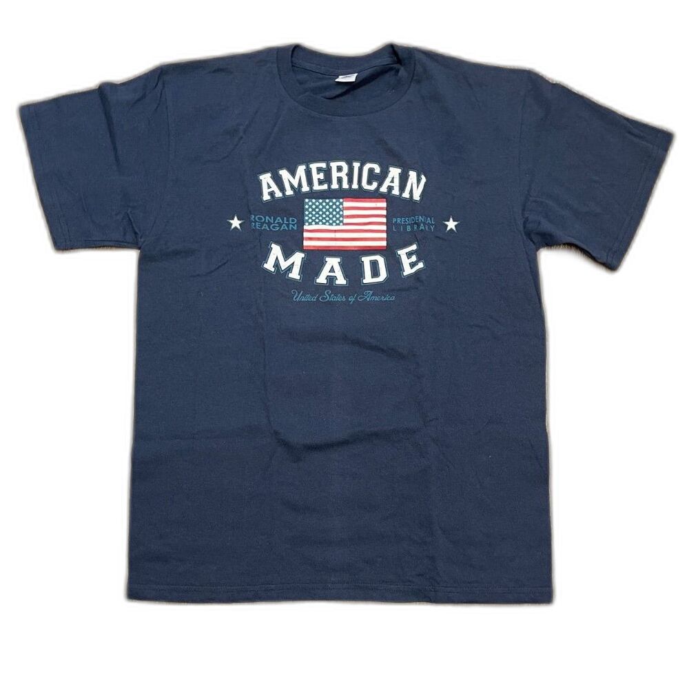 Ronald Reagan Presidential Library Navy Blue American Made T-Shirt NEW SIZE L